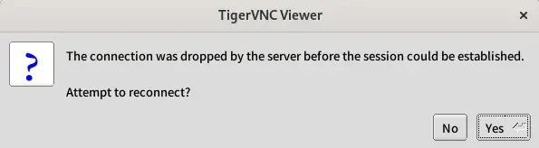 The connection was dropped by the server before the session could be established.